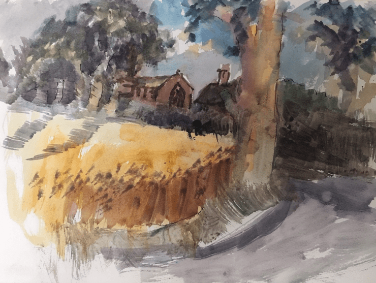 Bedingham Church at harvest