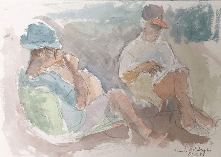 Figures on the beach