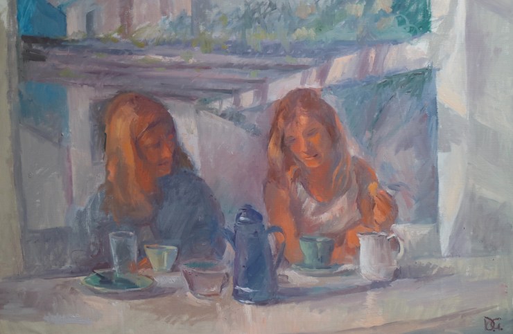 Hannah & Sasha eating, Spain