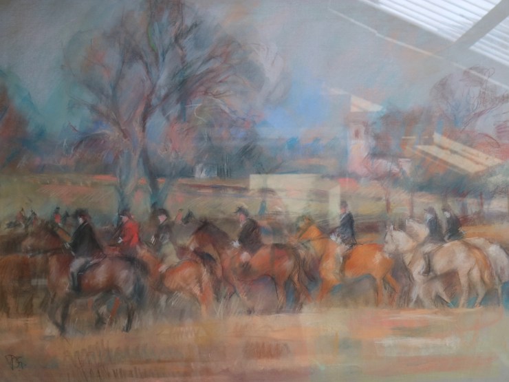 Riders by the Church - Pastel